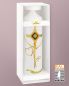 Preview: Hochzeitskerze 250 x 80 mm Kreuzdekor grün, Ringe & Herz