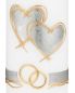 Preview: Hochzeitskerze mit silbernen Herzen 225 x 70 mm Ringe