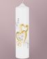 Preview: Hochzeitskerze 275 x 70 mm goldene Herzen Silberranken