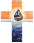 Preview: Kommunionkreuz 9 x 7 cm Buchenholz "Schiff"