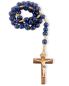 Preview: Rosenkranz Holzperlen blau 8 mm Ø, Kreuz geschnitzt