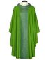 Preview: Kasel grün 132x170 cm mit Rundkragen mit Mittelstab
