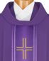 Preview: Kasel violett Mittelstab mit Brustkreuz 130 x 145 cm