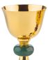 Preview: Kelch 20 cm hoch Messing vergoldet Nodus aus Jade