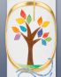 Preview: Taufkerze Lebensbaum bunt 265 x 50 mm mit Kreuz