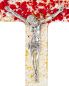 Preview: Wandkreuz mit Christus 24 x 14 cm Glasfusing rot gold