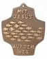 Preview: Kommunionkreuz 8 x 9 cm Bronze, MIT JESUS...