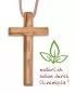 Preview: Olivenholzkreuz 10 x 5 cm, mit Lederband natur