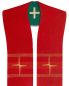 Preview: Wendestola Priester 140 cm rot & grün Kreuz gestickt