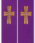 Preview: Priesterstola violett, gold gestickte Kreuzsymbolik
