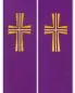 Preview: Priesterstola violett, gold gestickte Kreuzsymbolik