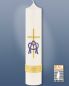 Preview: Marienkerze 300 x 60 mm verziert mit blauem Symbol AM