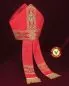 Preview: Nikolausmitra aus Damast rot, goldene Barockbordüre