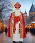 Preview: Nikolausmantel mit Stola Damast rot mit Goldstickerei