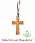 Preview: Kreuz schlicht aus Olivenholz 5,5 x 3,5 cm mit Kordel