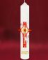 Preview: Osterkerze 400 x 60 mm RAL Kreuz & Nägel in gold A + O