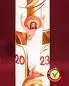 Preview: Osterkerze 800 x 80 mm Kreuz mit Christus, modern