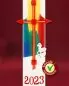 Preview: Osterkerze 400 x 60 mm Kreuz mit Lamm A + O