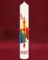Preview: Osterkerze 400 x 60 mm Kreuz mit Lamm A + O