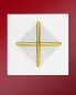 Mobile Preview: Kelchgarnitur weiß 4-teilig goldenes Kreuz gestickt