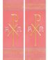 Preview: Stola Pax und A+O gestickt rosa mit Streifeneinwebe