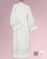 Preview: Priesteralbe 145 cm creme mit Webbordüre grau/beige
