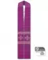 Preview: Stola Wolle & Seide 140cm violett Kreuze gestickt