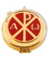 Preview: Pyxis 5 cm Ø vergoldet mit PX Symbol A + O rot