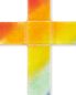 Preview: Glaskreuz 25 x14 cm Regenbogen Handarbeit