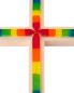 Preview: Wandkreuz Ahorn 20x14 cm mit bunter Glas-Auflage