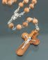 Preview: Rosenkranz gekettelt 46 cm Perlen Olivenholz 5 mm Ø