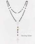 Preview: Rosenkranz 925er Silber Swarovski-Kristall schwarz