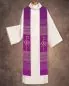 Preview: Priesterstola Pax und A + O violett mit Streifeneinwebe