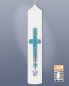 Preview: Taufkerze Junge modern Kreuz blau gold 265 x 50 mm