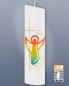 Preview: Taufkerze Engel oval Kreuz und Regenbogen 240 mm