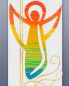 Preview: Taufkerze Engel oval Kreuz und Regenbogen 240 mm