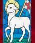 Preview: Osterkerze 165 x 50 mm, Lamm Gottes A+O