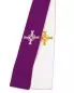 Preview: Versehstola weiß & violett 5cm breit mit gesickten Kreuzen