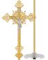 Preview: Vortragekreuz vergoldet 42 x 70 cm mit Stange 160 cm