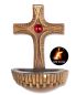 Preview: Weihwasserkessel 12 cm Kreuz mit rotem Glasstein