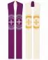 Preview: Wendestola Priester 135 cm violett/weiß Kreuze gestickt