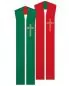 Preview: Doppelstola Facon rot/grün 140 cm mit gestickten Kreuzen
