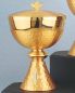 Preview: Ziborium mit Deckel 17 cm matt vergoldet, 10 cm Ø