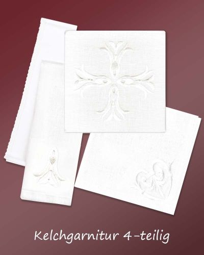 Preview: Kelchgarnitur mit barocker weißer Ornamentik, 4-teilig