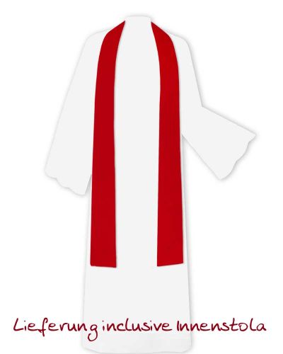Kasel rot mit Kragen, gefüttert, Kreuz gestickt