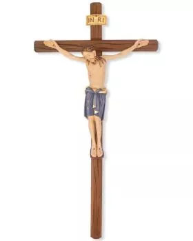 Wandkreuz Holz 29 cm Christus geschnitzt 13 cm
