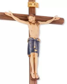 Wandkreuz Holz 29 cm Christus geschnitzt 13 cm