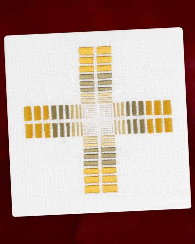 Kelchgarnitur Leinen 4-teilig Kreuz gold-gelb