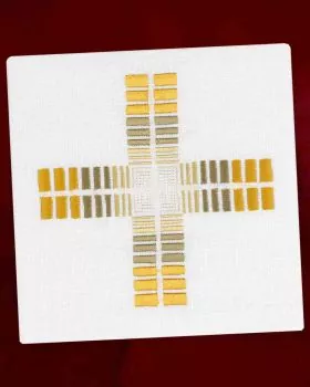 Kelchgarnitur 100% Leinen 4-teilig Kreuz gold-gelb