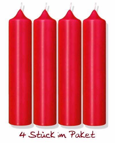 4 Adventskerzen 250x60 mm Kerzen rot 10% Bienenwachs